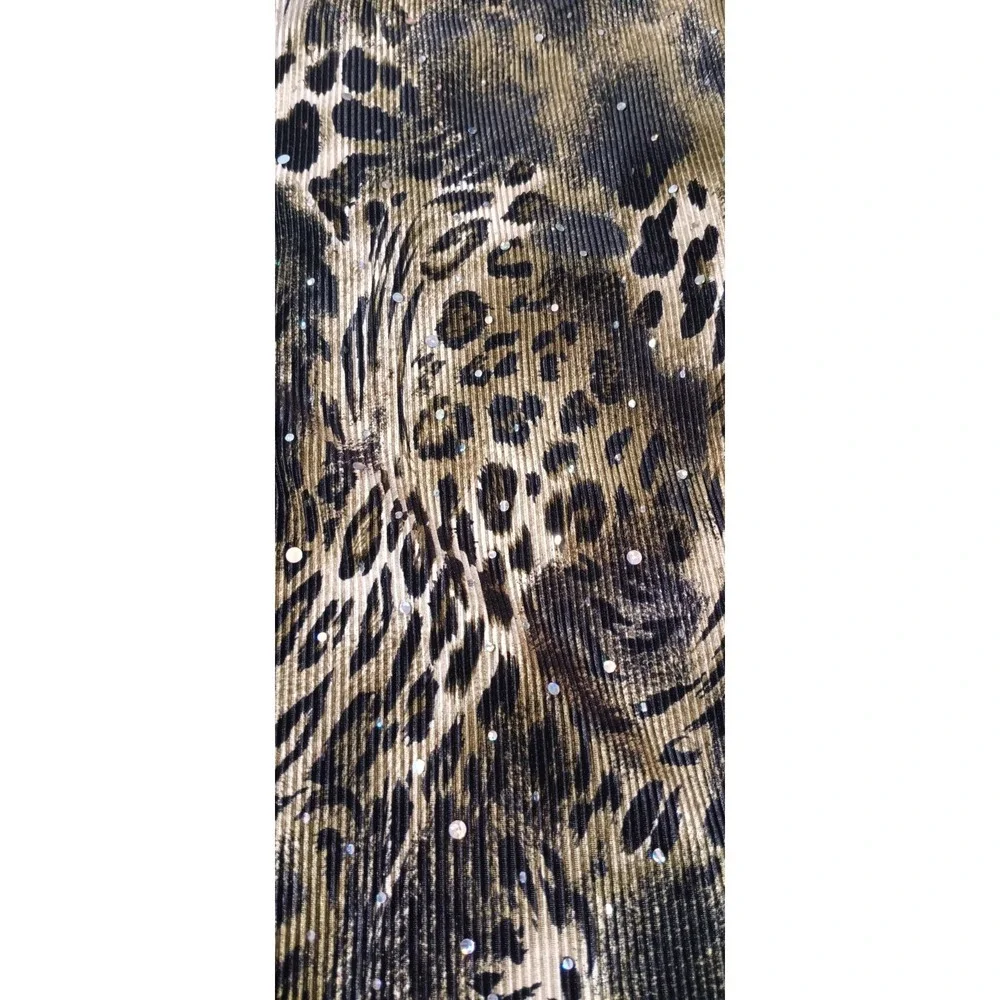 womens Animal Print Open Front Cardigan Jacket sequin mob wife retro 80s bold